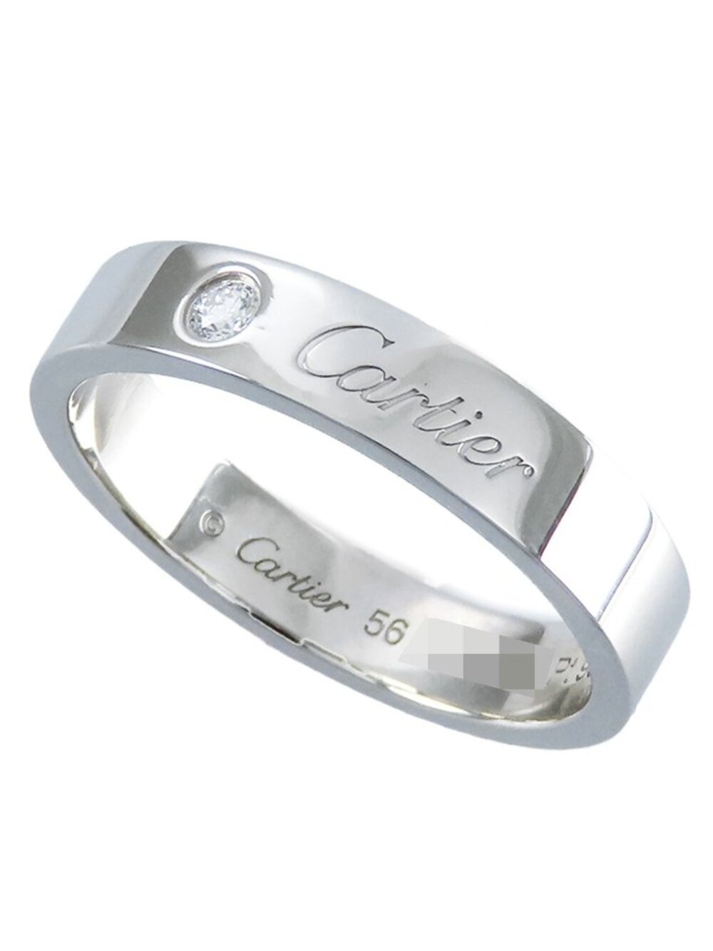 Cartier C de Cartier Ring Platinum Diamond Wedding Engraved
